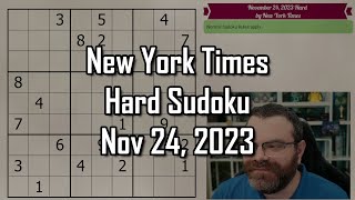 NYT Hard Sudoku Walkthrough | November 24, 2023