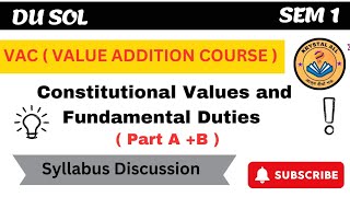 VAC ( Value Addition Course ) | Constitutional Values and Fundamental Duties | #vac #du #constituion