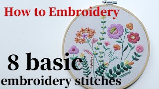 Hand Embroidery for flowers ‖ 8 basic embroidery stitches by ETSPIL E2881