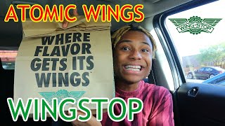 TRYING WINGSTOP ATOMIC WINGS MUKBANG (some lady recorded me!!).