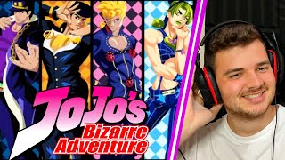 Reacting to JoJo's Bizarre Adventure Themes 1-8 for the FIRST TIME!