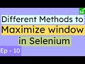 How to Maximize browser window in Selenium | Different Methods to maximize window or tabs | SN