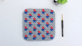 娟娟编织,双层复古提花隔热垫第三集DIY Tutorial crochet beautiful coaster part 3