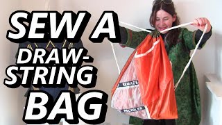 How to Sew a Double Draw String Bag Upcycled from a Parachute with lining and optional French Seams