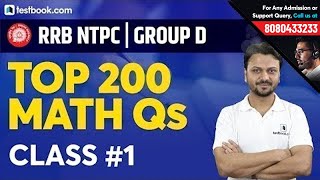 10:00 PM : Top 200 Math Questions for RRB NTPC 2019 & RRB Group D / Level 1 | Quant by Vineet Sir