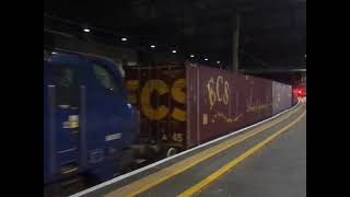 The x2 Class 68 'UKLight' DRS Nos.68002+68007 with Rail Containers was stops here at Carlisle.