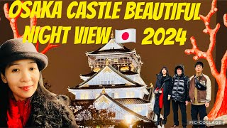 Osaka castle beautiful night view 🇯🇵 2024 family bonding ✨🎄❤️🏯