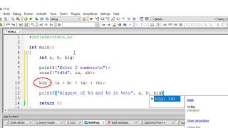 Biggest of Two Numbers Using Ternary Operator: C