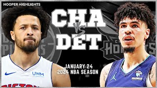 Charlotte Hornets vs Detroit Pistons Full Game Highlights | Jan 24 | 2024 NBA Season