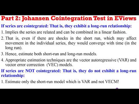 How do you read the results of Johansen cointegration test?