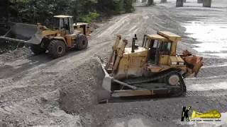 Caterpillar D8N Dozer & Caterpillar 966 Wheel Loader Digging Gravel