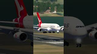 Qantas Aircraft A380 Landing at Los Angeles International Airport