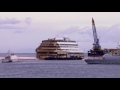 damage costa concordia after raising the ship