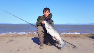 Surf Fishing For STRIPED BASS In The Bay Area