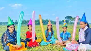 girl&boys outdoors fun playing with rocket balloon & learn colors for kids by i kids.fun.Episode:-79
