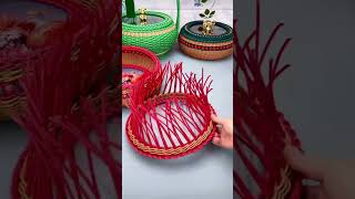 How to Weave Basket Lid with PE Rattan #diy #diybasket #rattan #handmade