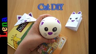 DIY Katze basteln - DIY Cat anti-stress ball - cat notebook - cat corner bookmark