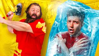 TRAPPED in 10,000 Pounds of ICE and GLUE!