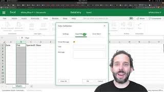 Data Entry (in Excel) using Data Validation and Avoiding Issues with Dates