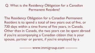 What is the Residency Obligation for a Canadian Permanent Resident?