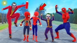 team spider man vs bad guy joker ►Joker attacks Spider-Man's children - funny animation