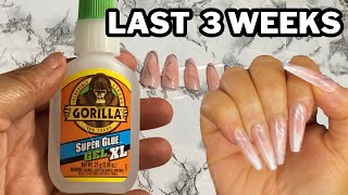 I Used Gorilla Glue On My Press on Nails! 😮Nail Hack | Lasts 3 weeks