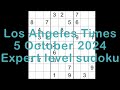 Sudoku solution – Los Angeles Times 5 October 2024 Expert level