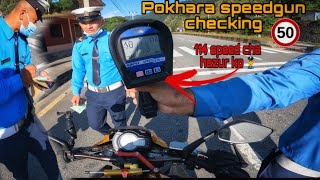 Overspeed checking by Pokhara Traffic Police using a RADAR  SPEED GUN