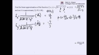UPenn Math 103 Linearization of a Multivariable Function Example