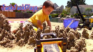 Toy Construction Truck Pretend Play! Digging & Building Sand Castles at the Beach | JackJackPlays