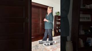 Mature Fall Outfit - Green Blazer Over 50