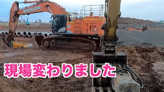 【海外土木現場】また次の現場に移動！日立の70トンユンボに乗ってみる。【ユンボ】HITACHI ZAXIS690LCH ＆ CAT 349