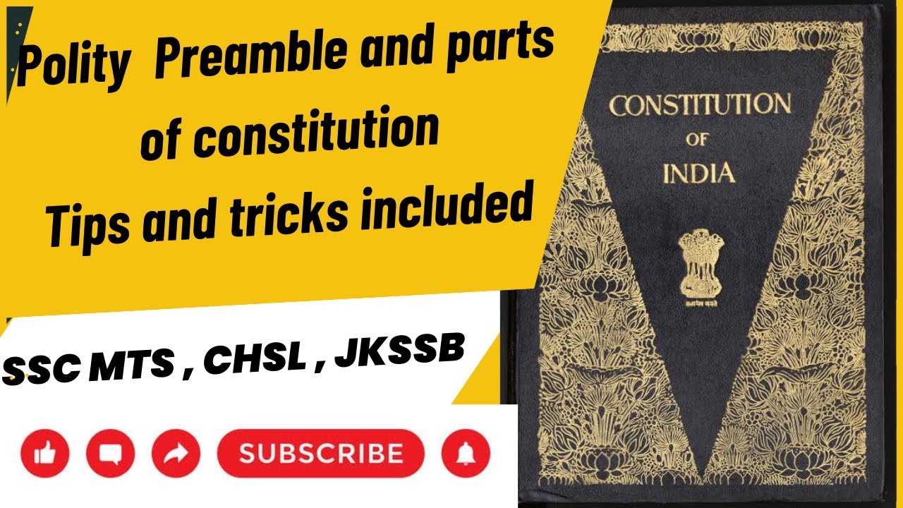 Indian Polity Parts Of Constitution SSC MTS , CHSL,CGL, JKSSB VLW - YouTube