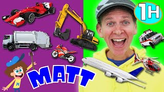 Matt Spells Vehicles A to Z! 1 HOUR of Songs! Transportation, Learn English Kids