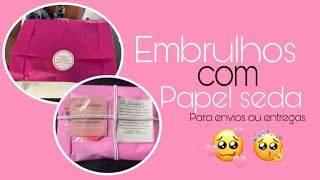 Embrulhos com papel seda | como embalar pedidos | loja virtual - Karoline Soares