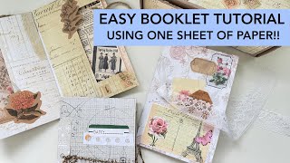 EASY BOOKLET FROM ONE 12x12 PAPER / TUTORIAL - DIY - ONE PAGE CRAFTS - CRAFT WITH ME - FLAT MAIL