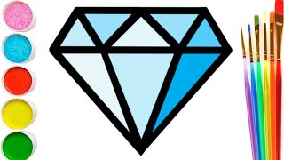 How to draw a DIAMOND Step by step : EASY DRAWING TUTORIAL for kids
