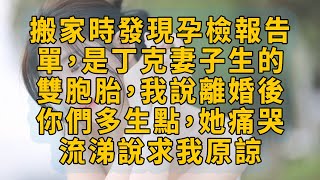 搬家時發現孕檢報告單，是丁克妻子生的雙胞胎，我說離婚後你們多生點，她痛哭流涕說求我原諒 #情感故事 #讲故事 #深夜淺讀 #家庭矛盾