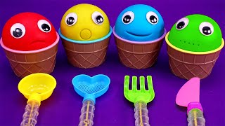 4 Color Play Doh in Ice Cream Cup with Surprise Toys | Learn Color and Kids Songs#3