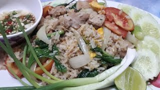 បាយឆាសាច់ជ្រូក,Pork Fried Rice,Asian Food/Samphos Cooking Food