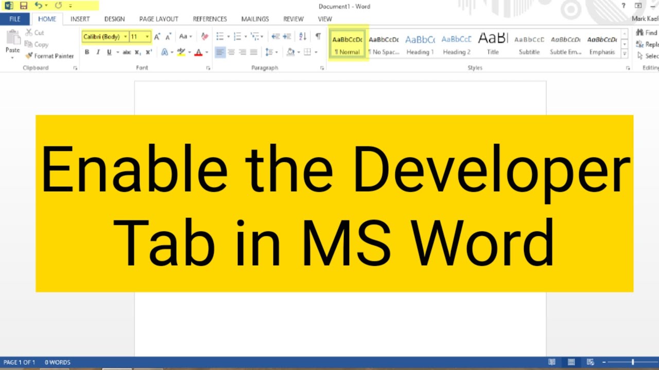 Enable The Developer Tab In Ms Word | How To Enable Ms Word Developer ...