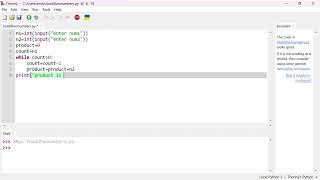 Python Program Tutorial 1, How to multiply two integers without using * operator in Hindi