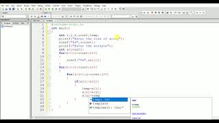 Sorting an array in C using nested for loop