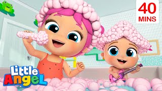 Bath song | Pink Bubble Bath Party Songs | Little Angel Kids Songs & Nursery Rhymes