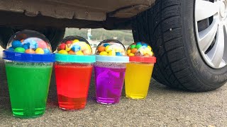Crushing Crunchy & Soft Things by Car! EXPERIMENT: Car vs Coca Cola, Fanta, Mirenda Balloons