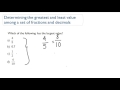 Determining the greatest and least value among a set of fractions and decimals