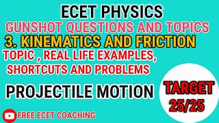 L12 : Projectile motion in kinematics | ECET physics gunshot questions and topics with tricks