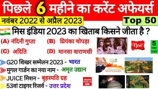 Last 6 Months Current Affairs 2023 | Nov 2022 To April 2023 | Most Important Current Affairs 2023