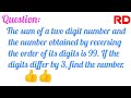 The sum of a two digit number and the number obtained by reversing...|| Q.7Ex. 3.7 RD Class 10 ||