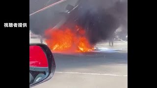 走行中に乗用車から煙、運転中の男性がコンビニに緊急停車し通報直後に炎上　北海道江別市